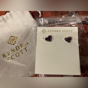 BRAND NEW Kendra Scott Ari Heart Amethyst Silver Stud Earrings